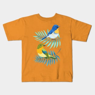 Tropical birds and palm leaves Kids T-Shirt